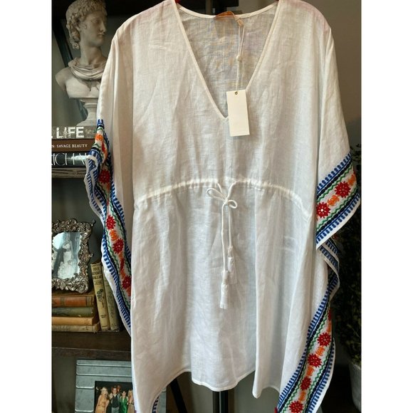 Tory Burch Ravena Embroidered Linen Beach Caftan - Picture 7 of 12